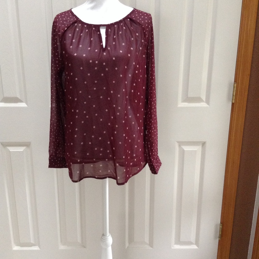 Old Navy long sleeve maroon blouse, size M